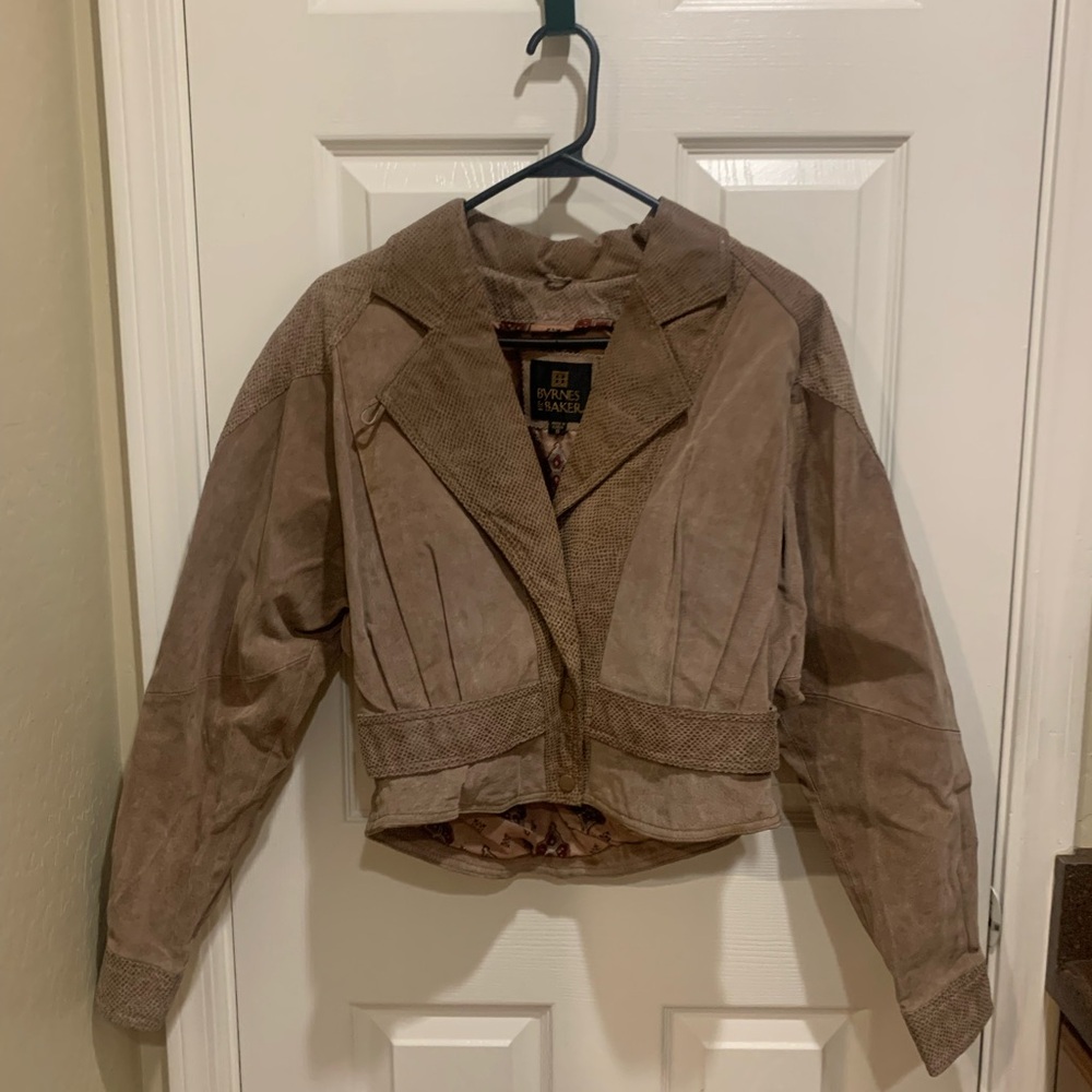 Vintage Brown Leather Suede cropped Jacket